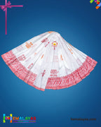 White & Red Traditional Printed Cotton Saree