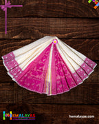 White Dhakai Jamdani Saree with Pink Minakari Border