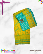 Sea Green Dhakai Jamdani Saree with Yellow Minakari Border