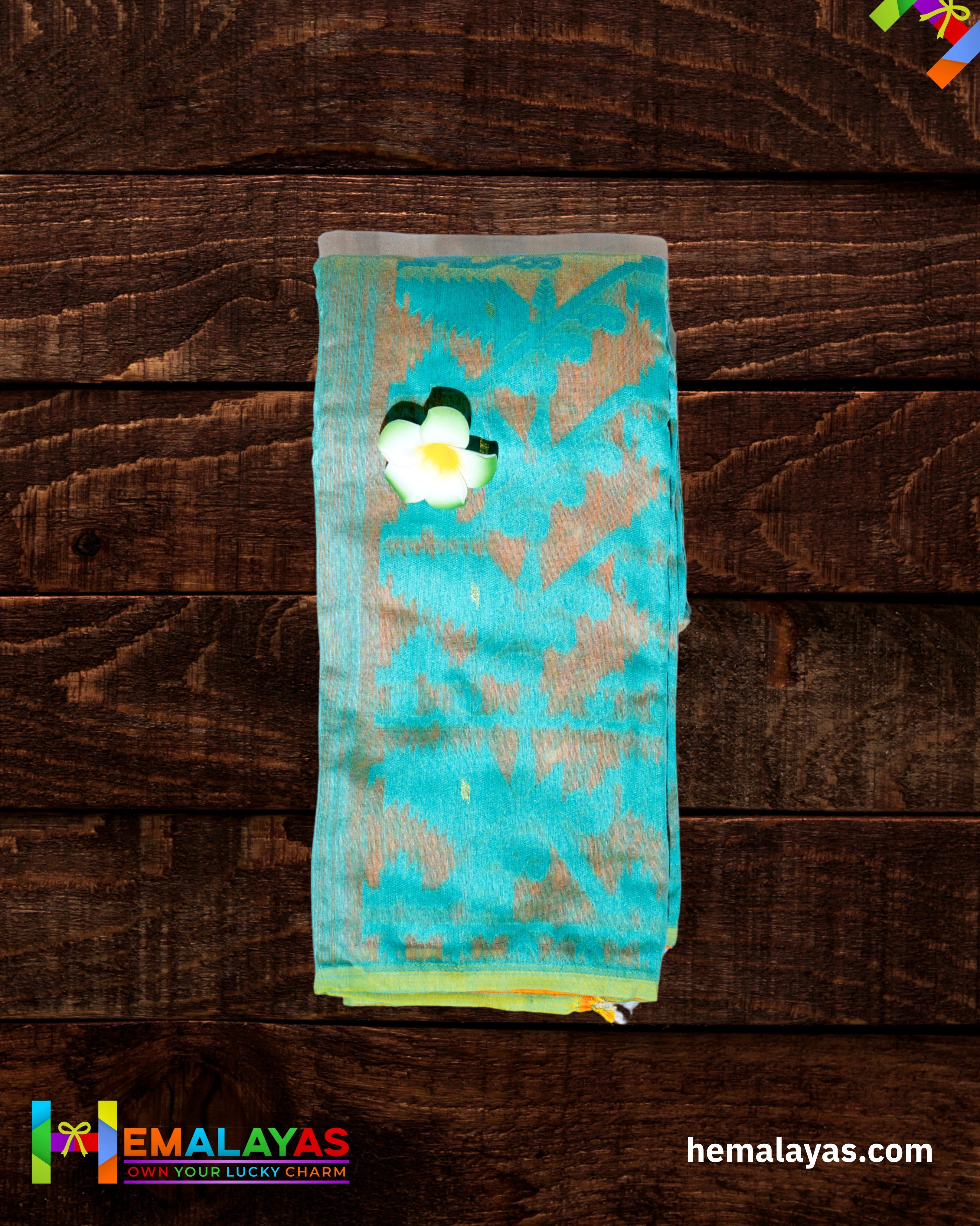 Vibrant Orange Dhakai Jamdani Saree with Aqua Minakari Border