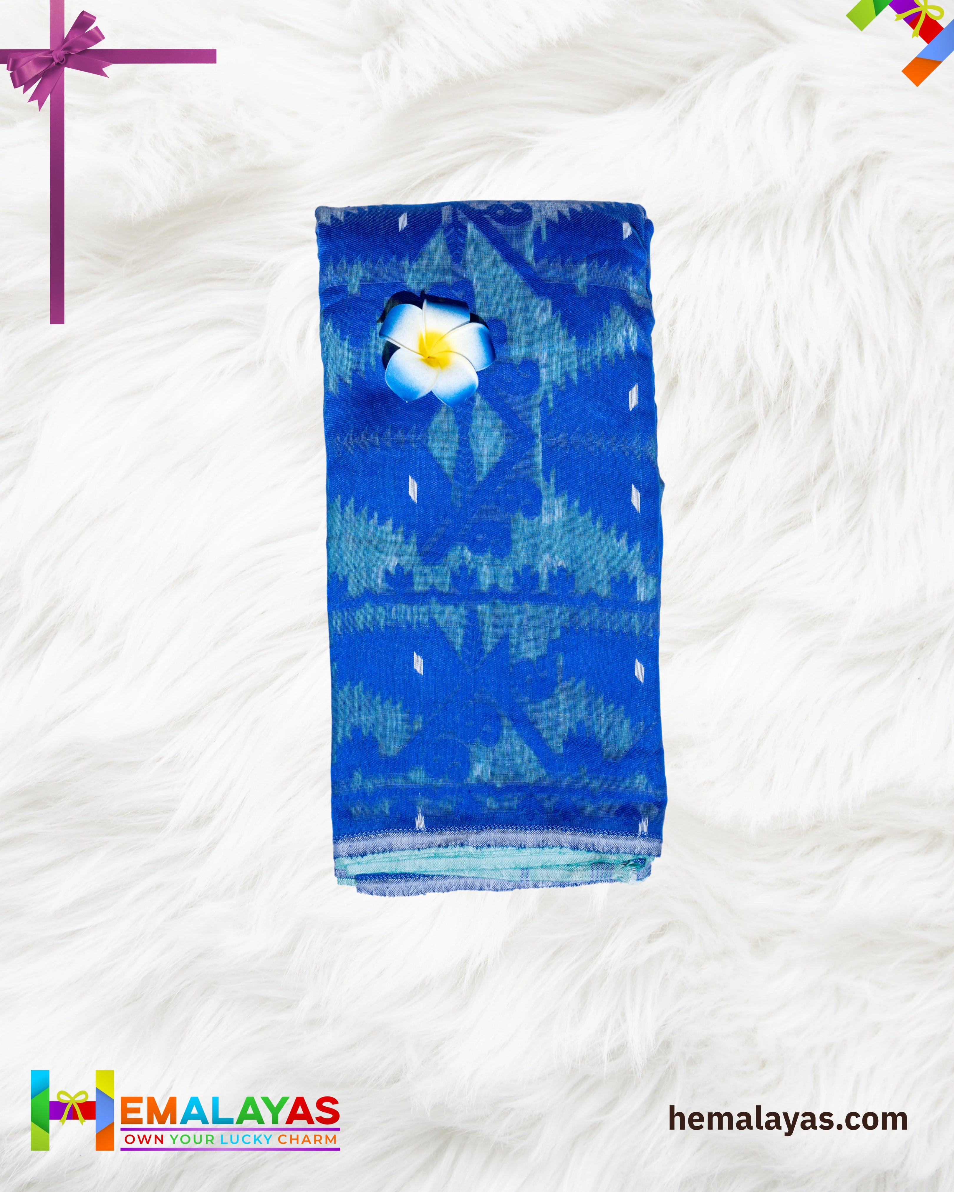 Aqua Green Dhakai Jamdani Saree with Indigo Minakari Border