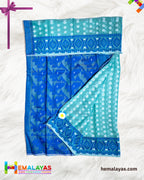 Aqua Green Dhakai Jamdani Saree with Indigo Minakari Border
