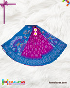 Pink Ikat Pochampally Silk Saree with Anandha Blue Woven Border