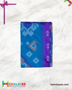 Purple Ikat Pochampally Silk Saree with Teal Woven Border