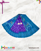 Purple Ikat Pochampally Silk Saree with Teal Woven Border