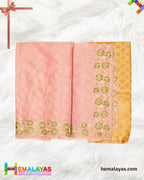 Pastel Pink Banaras Kora Organza Embroidery Saree