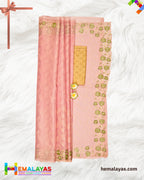 Pastel Pink Banaras Kora Organza Embroidery Saree