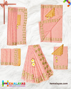 Pastel Pink Banaras Kora Organza Embroidery Saree