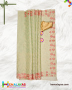 Pastel Green Banaras Kora Organza Embroidery Saree