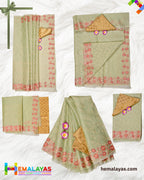 Pastel Green Banaras Kora Organza Embroidery Saree