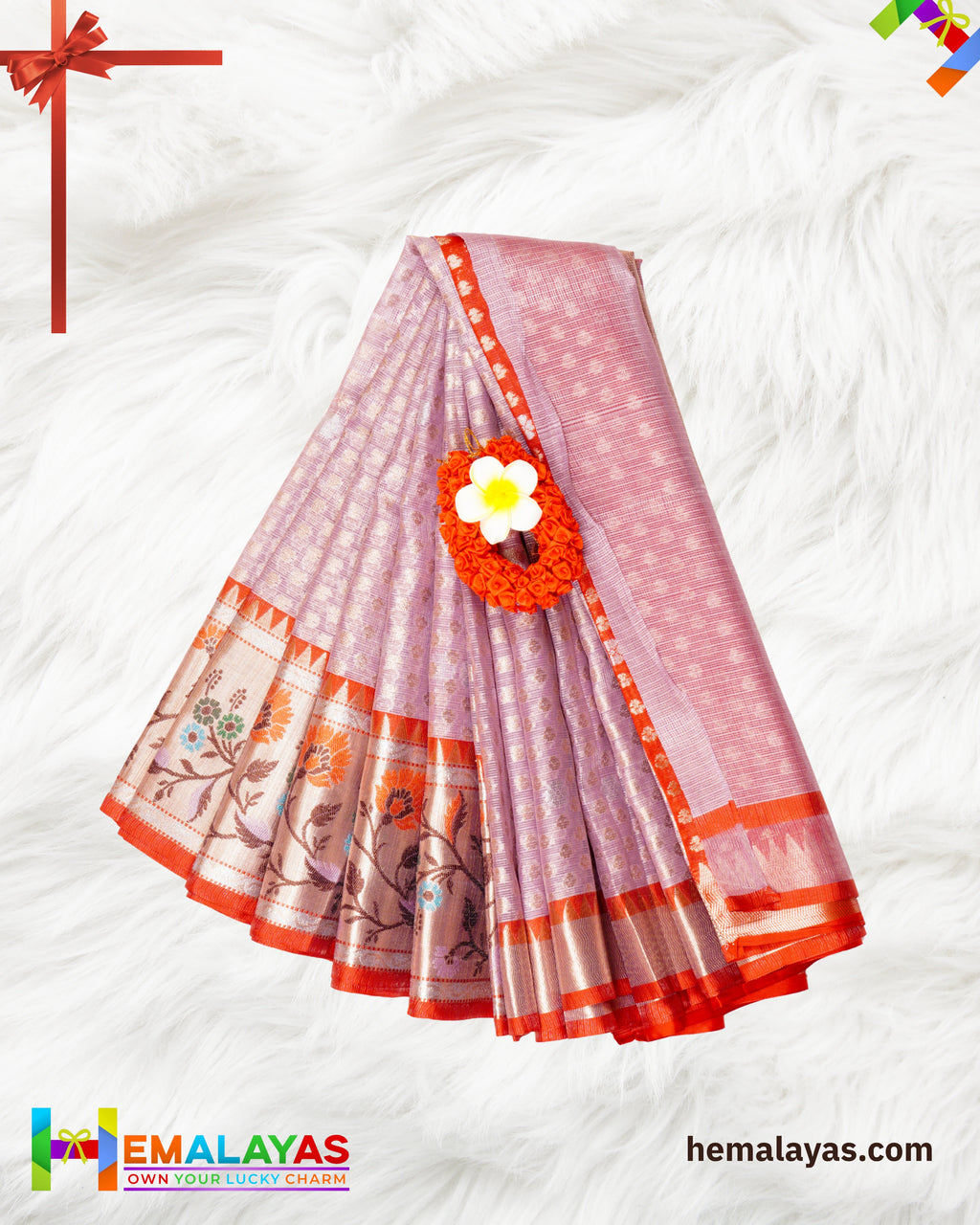 Lavender Banarasi Tissue Kota Saree with Paithani Border