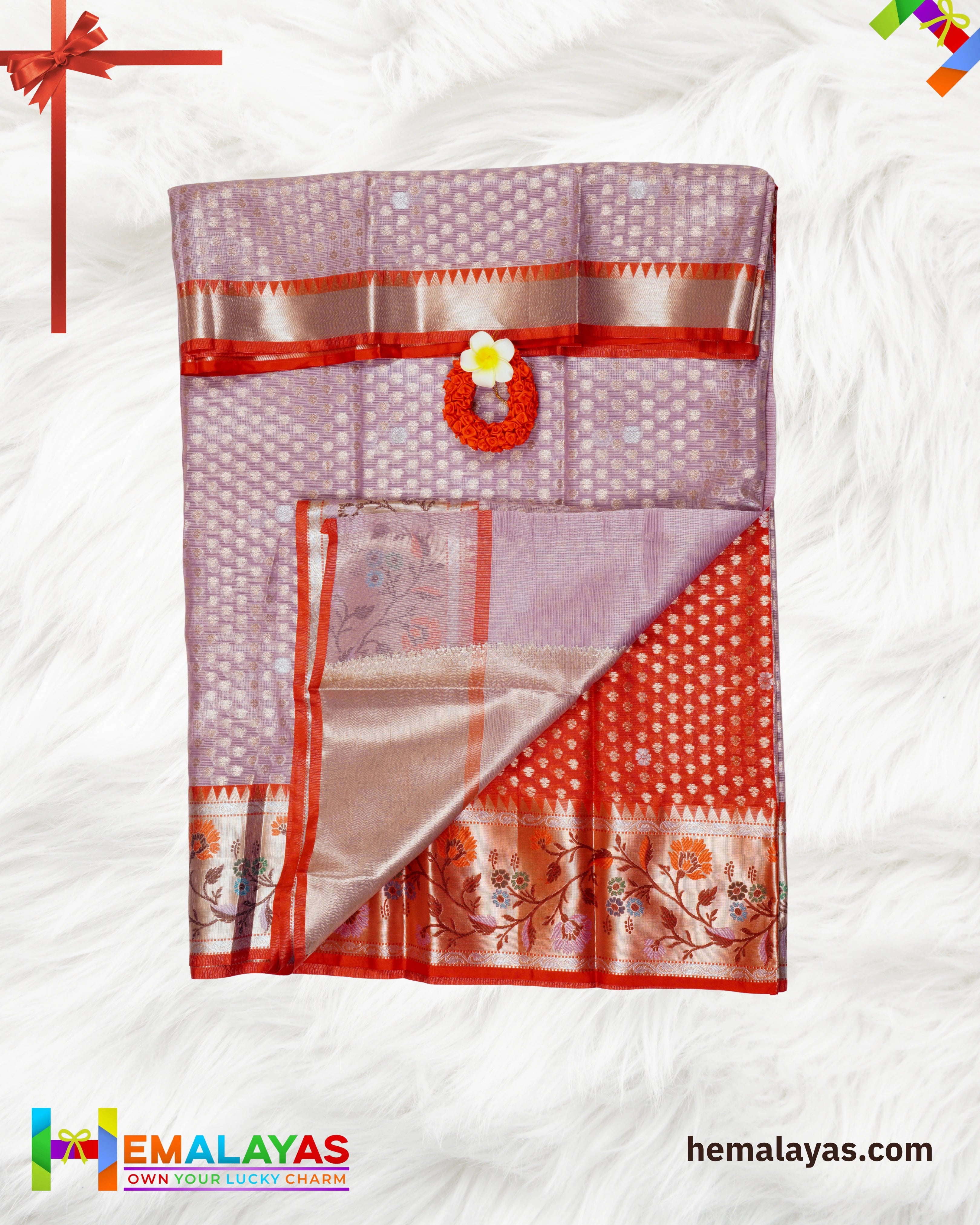 Lavender Banarasi Tissue Kota Saree with Paithani Border
