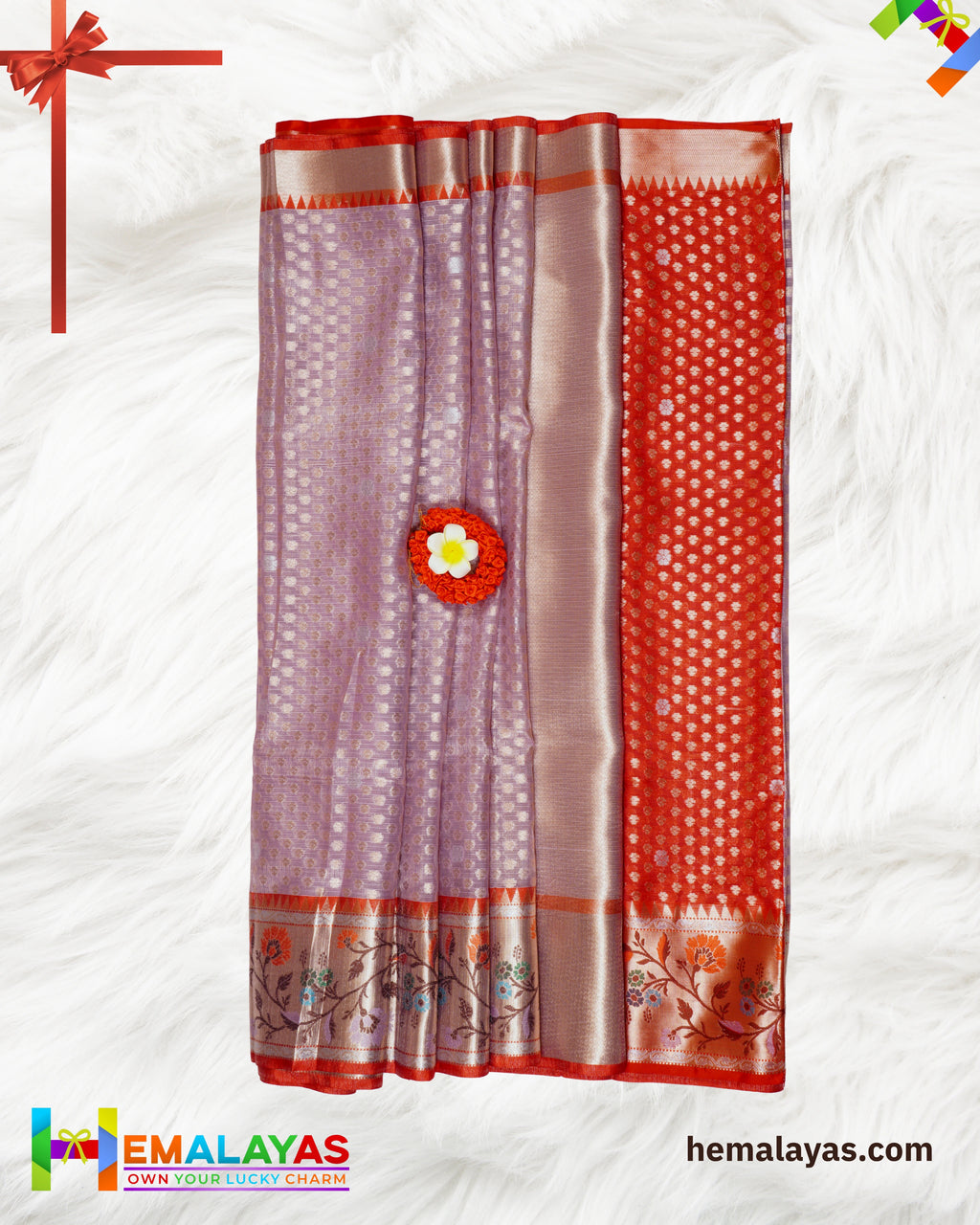 Lavender Banarasi Tissue Kota Saree with Paithani Border