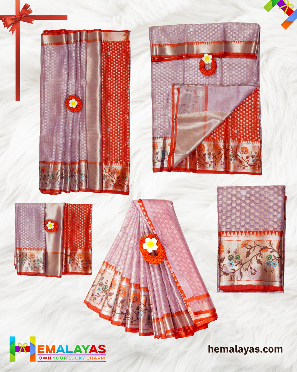 Lavender Banarasi Tissue Kota Saree with Paithani Border