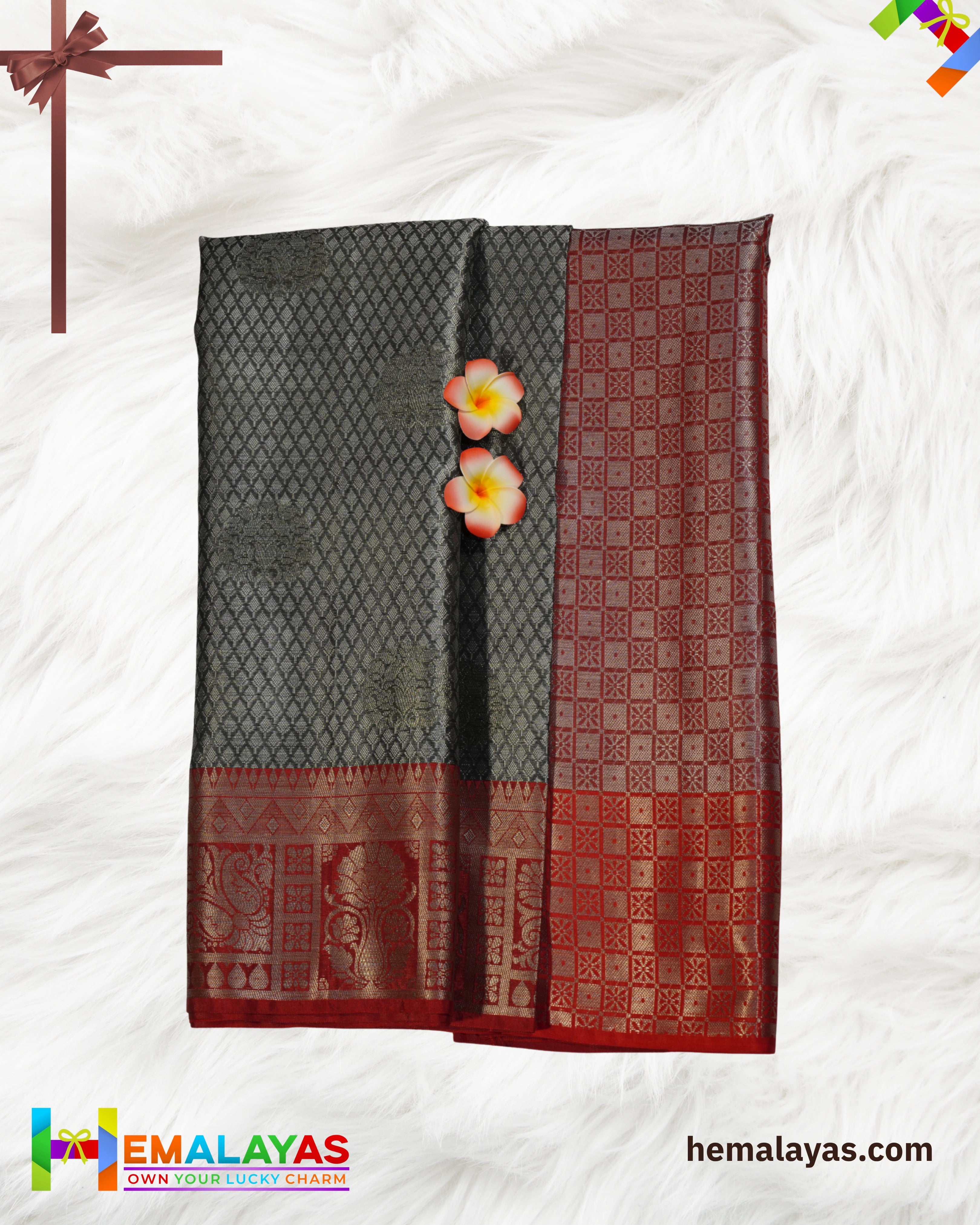 Grey Banaras Kora Muslin Zari Butta Woven Saree