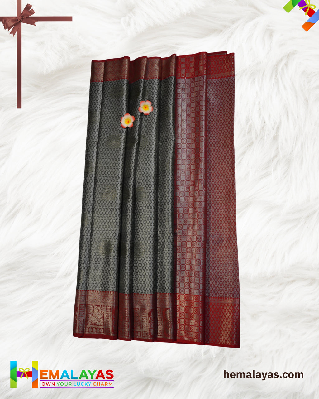 Grey Banaras Kora Muslin Zari Butta Woven Saree