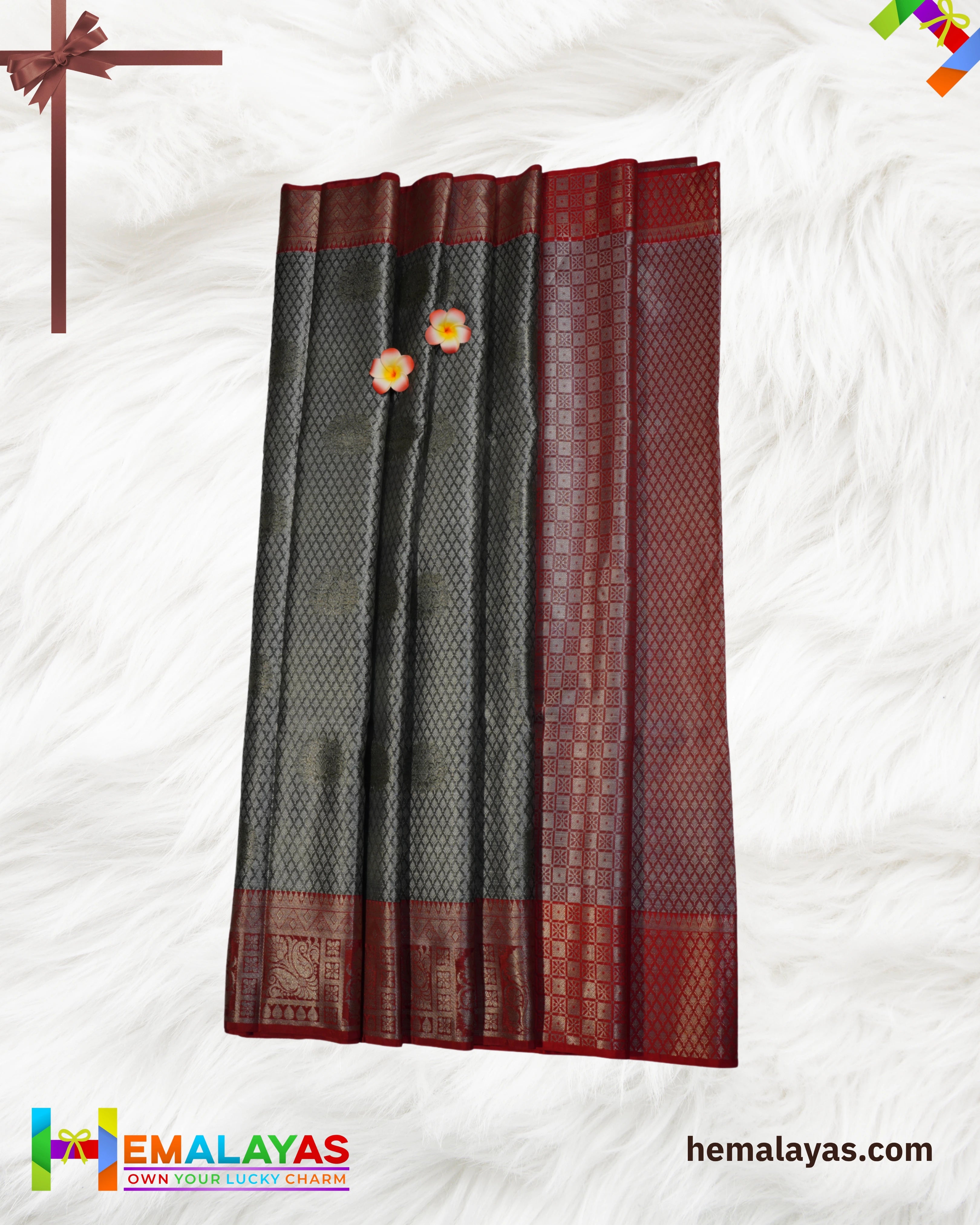 Grey Banaras Kora Muslin Zari Butta Woven Saree