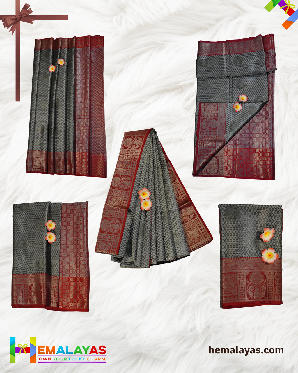 Grey Banaras Kora Muslin Zari Butta Woven Saree