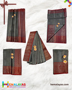 Grey Banaras Kora Muslin Zari Butta Woven Saree