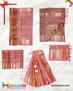 Copper Pink Banarasi Tissue Saree with Digital Print & Mirror Work