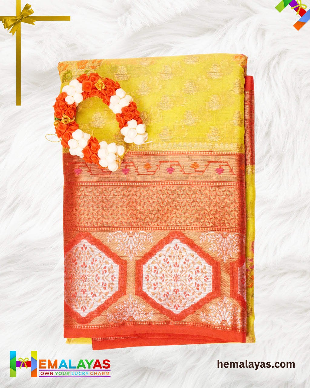 Lime Yellow Banaras Tissue Kota Saree with Paithani Border