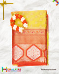 Lime Yellow Banaras Tissue Kota Saree with Paithani Border