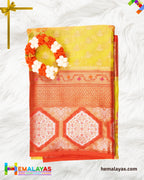 Lime Yellow Banaras Tissue Kota Saree with Paithani Border