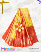 Lime Yellow Banaras Tissue Kota Saree with Paithani Border