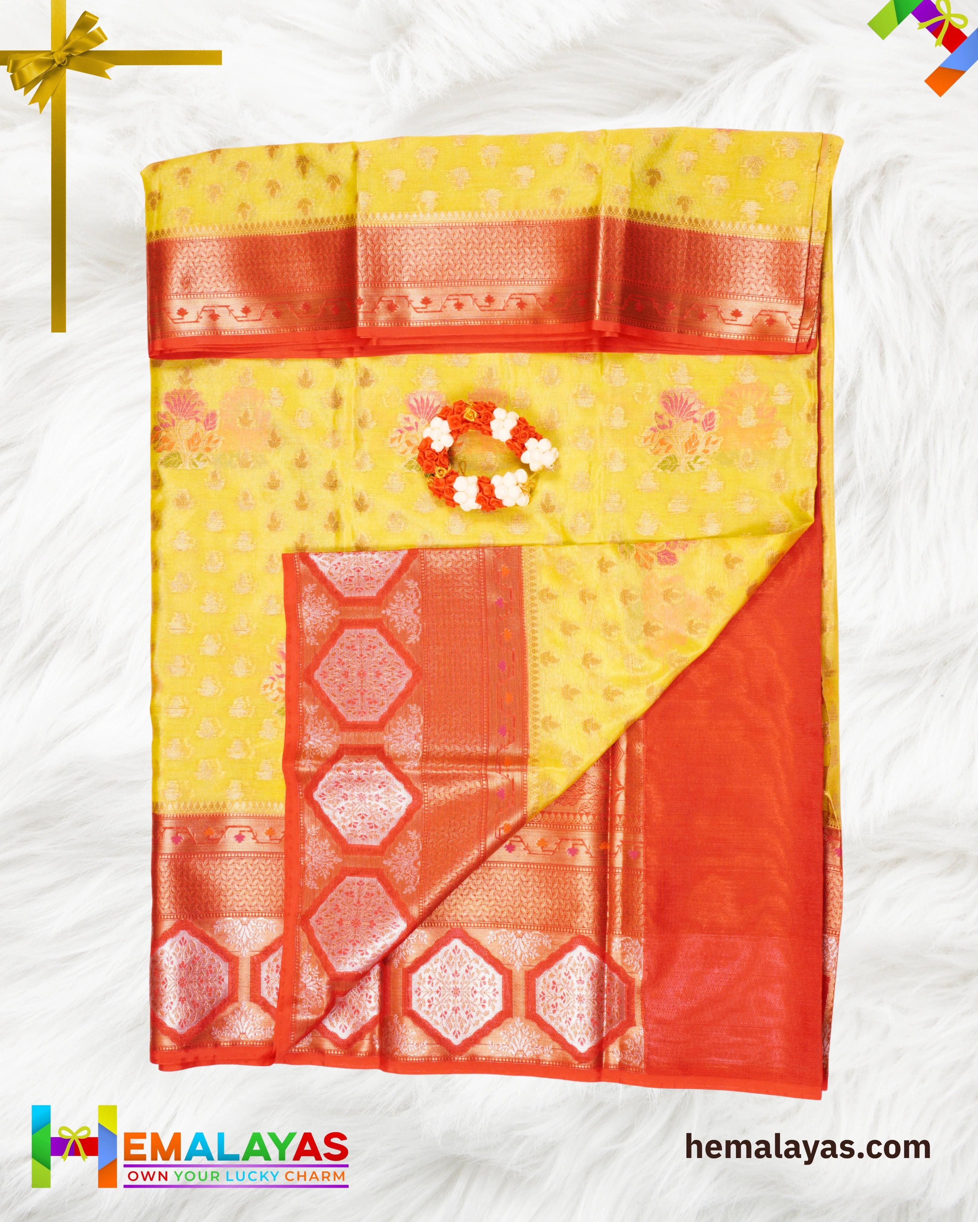 Lime Yellow Banaras Tissue Kota Saree with Paithani Border