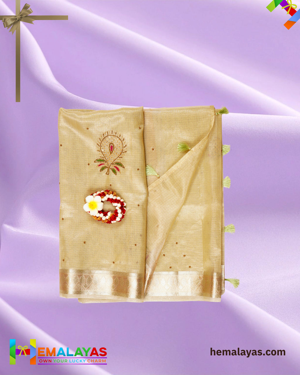 Pastel Pistachio Banarasi Tissue Kota Handwork Saree