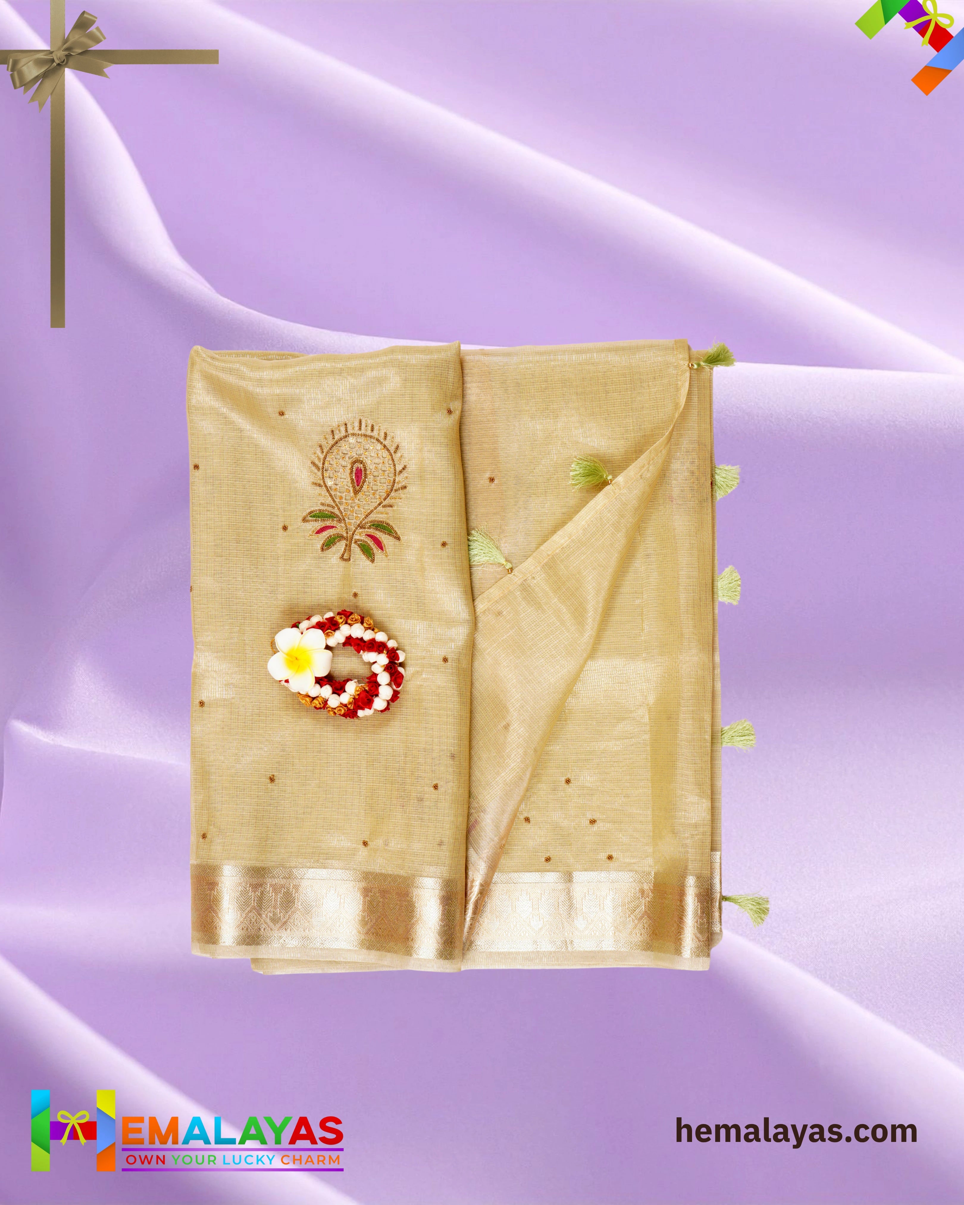 Pastel Pistachio Banarasi Tissue Kota Handwork Saree