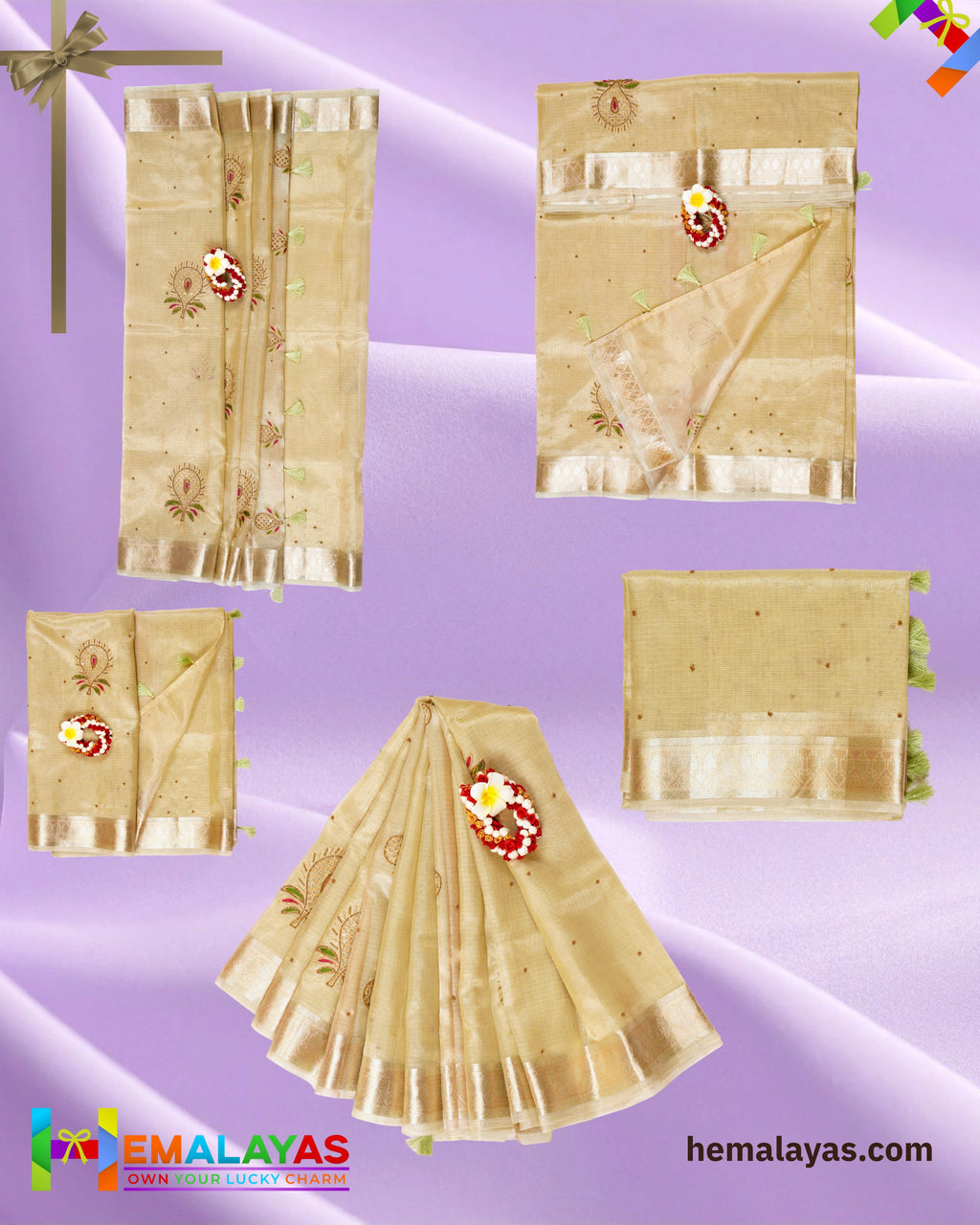 Pastel Pistachio Banarasi Tissue Kota Handwork Saree