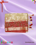Ivory Gold & Dusty Rose Embroidered Saree – Elegant Festive Grace