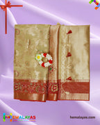 Ivory Gold & Dusty Rose Embroidered Saree – Elegant Festive Grace