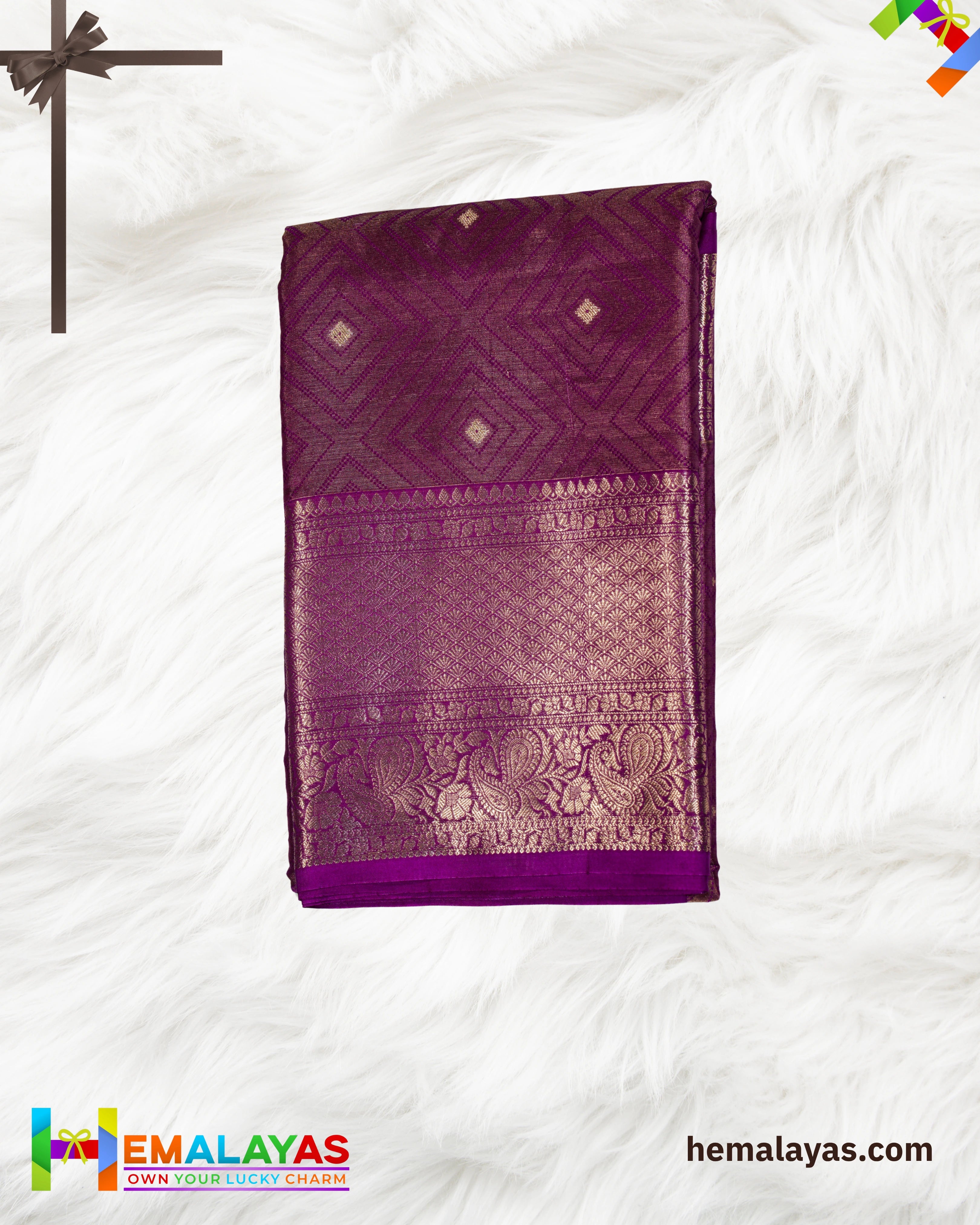 Royal Purple Banarasi Silk Saree with Rich Zari Border