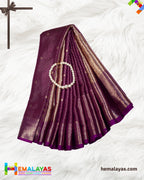 Royal Purple Banarasi Silk Saree with Rich Zari Border