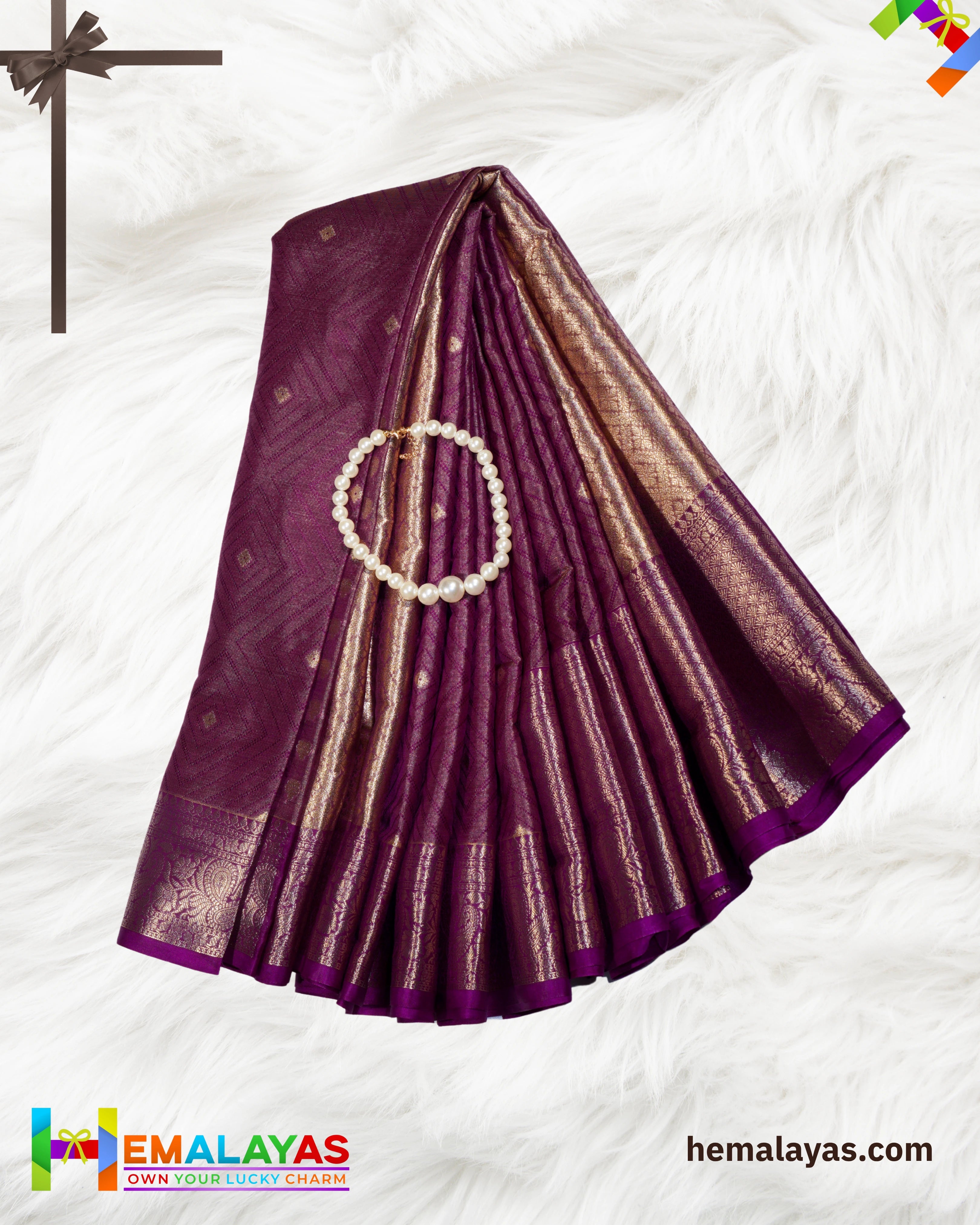 Royal Purple Banarasi Silk Saree with Rich Zari Border