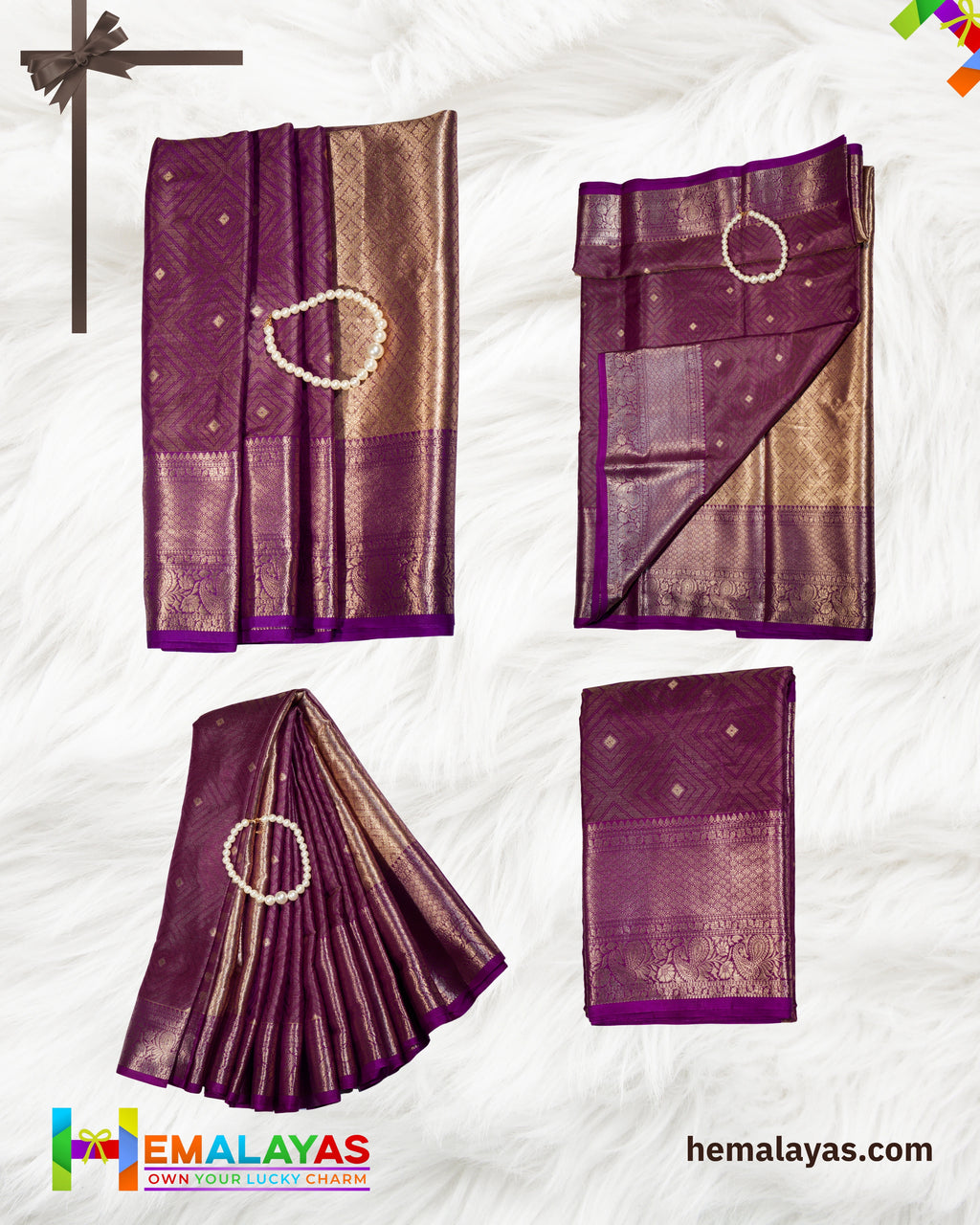 Royal Purple Banarasi Silk Saree with Rich Zari Border