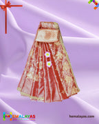 Rose Gold Banarasi Tissue Handwork Saree