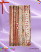 Peach Gold Banarasi Tissue Embroidery Work Saree