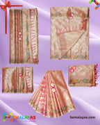 Peach Gold Banarasi Tissue Embroidery Work Saree