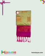 Olive Green & Magenta Kanchipuram Elite Silk Saree with Zari Motifs