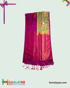 Olive Green & Magenta Kanchipuram Elite Silk Saree with Zari Motifs