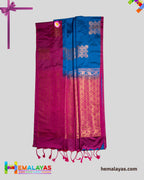 Royal Blue & Magenta Kanchipuram Elite Silk Saree with Zari Motifs