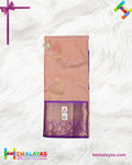 Peach & Royal Purple Pure Korvai Silk Saree with Zari Motifs