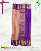 Peach & Royal Purple Pure Korvai Silk Saree with Zari Motifs