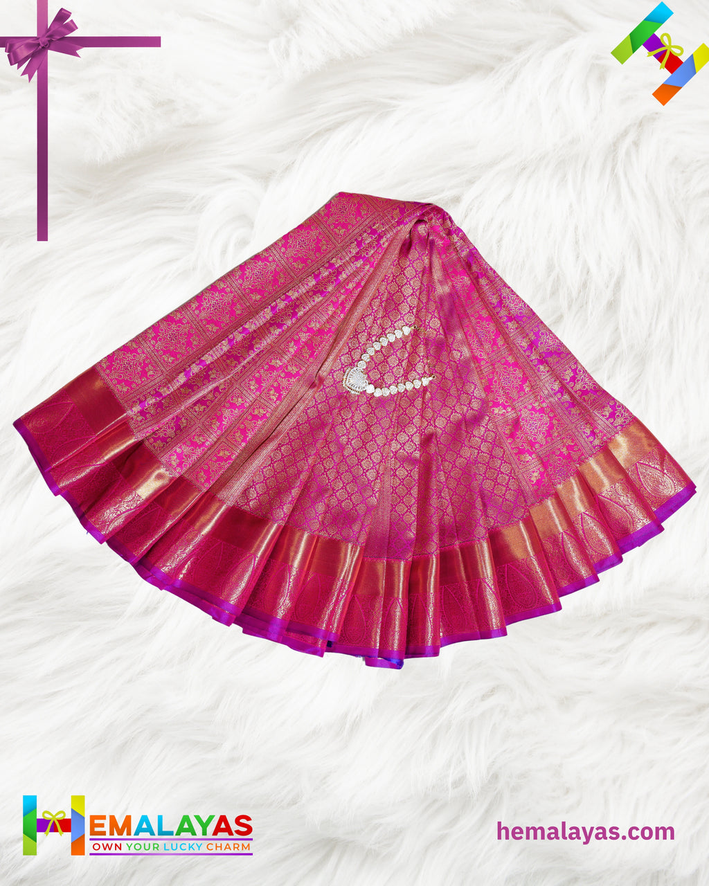 Rani Pink & Purple Kanchipuram Mix Bridal Silk Saree with Brocade Design