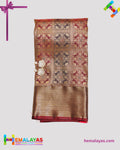 Dark Brown & Maroon Kanchipuram Mix Bridal Silk Saree with Brocade Checks