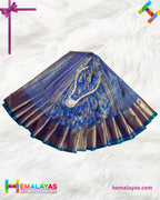 Royal Blue Kanchipuram Mix Silk Saree with Parrot & Floral Zari Design