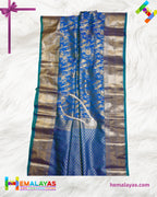 Royal Blue Kanchipuram Mix Silk Saree with Parrot & Floral Zari Design
